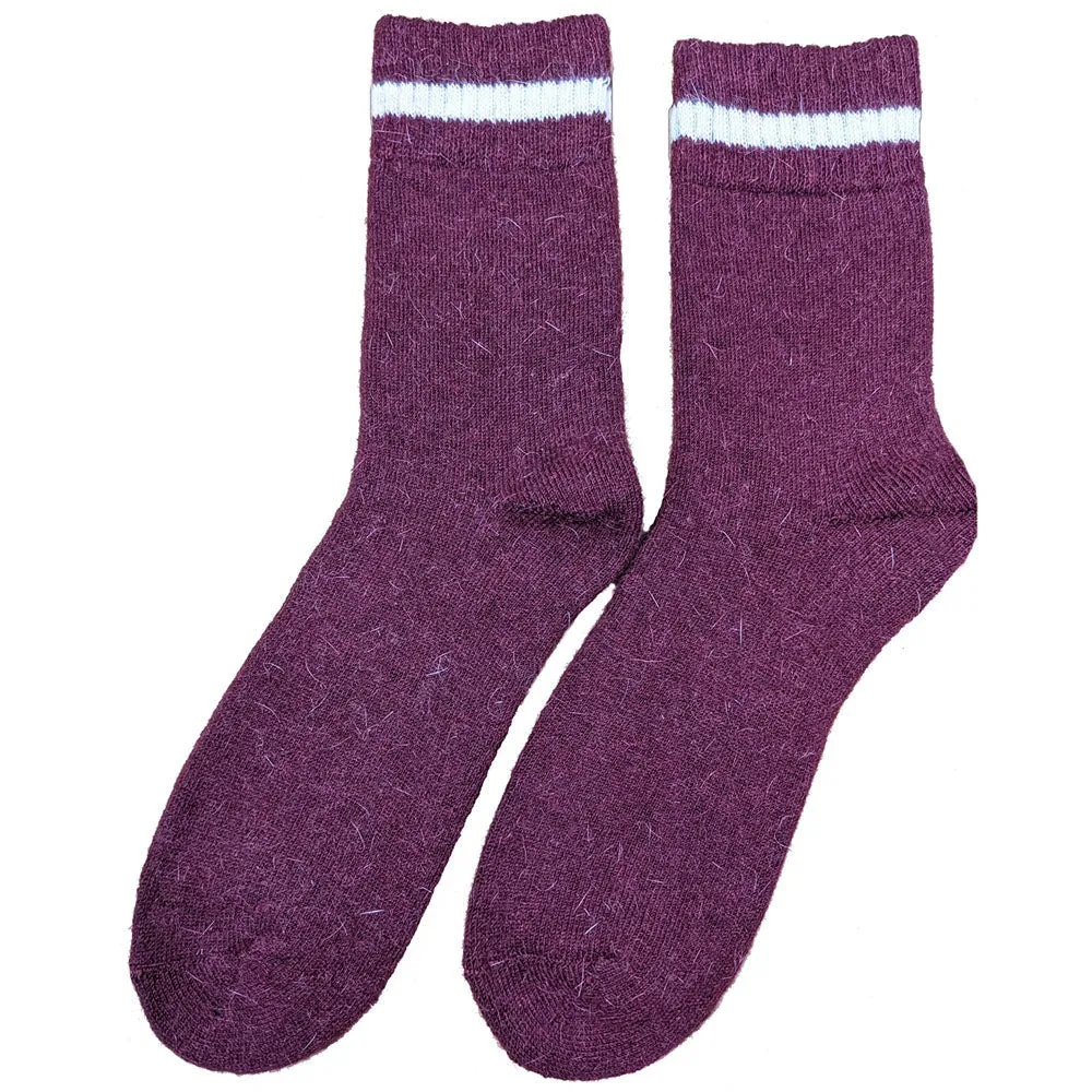 3 pairs of Men's Thick wool blend socks - light grey, beige and burgundy