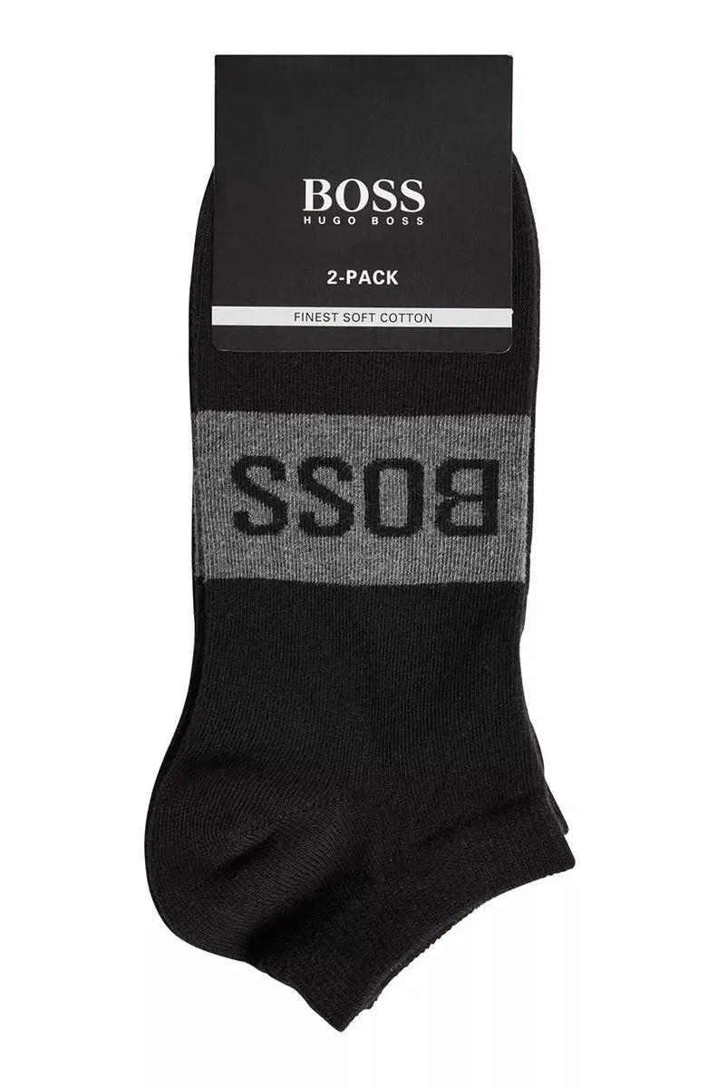 BOSS 2 Pack AS Logo Ankle Sock in Black