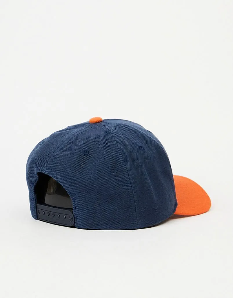 Brixton Crest C Snapback Cap - Navy/Orange