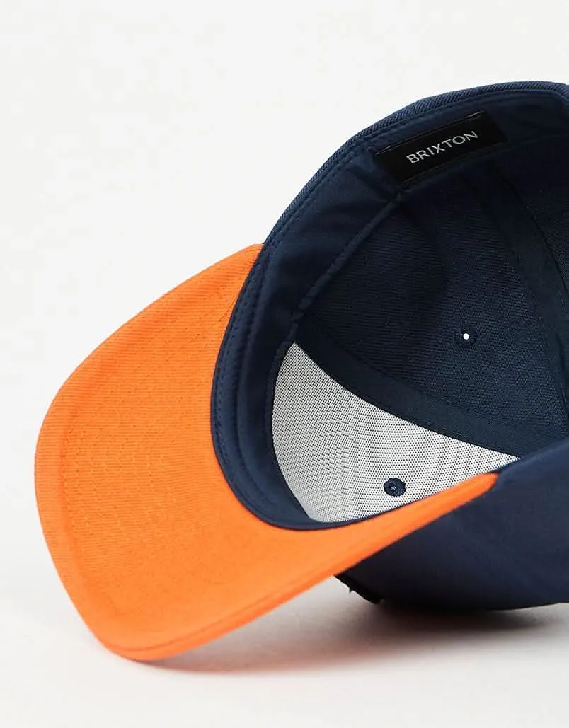 Brixton Crest C Snapback Cap - Navy/Orange