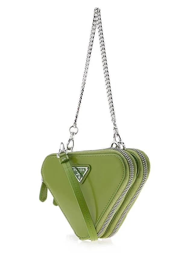 Brushed Leather Chain Mini Shoulder Bag Green