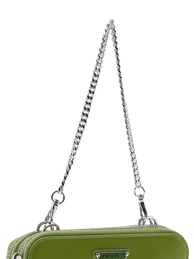 Brushed Leather Chain Mini Shoulder Bag Green