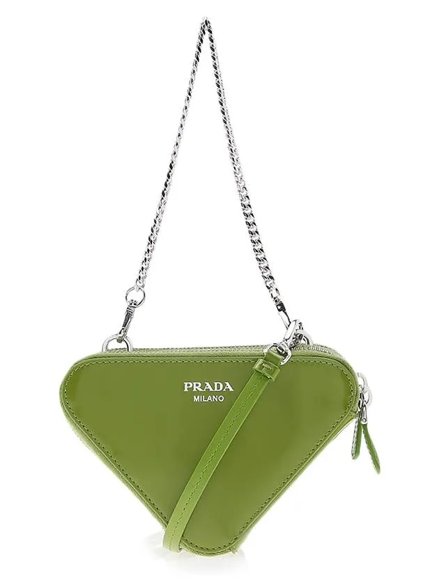 Brushed Leather Chain Mini Shoulder Bag Green