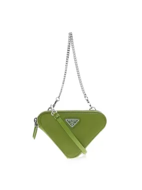 Brushed Leather Chain Mini Shoulder Bag Green