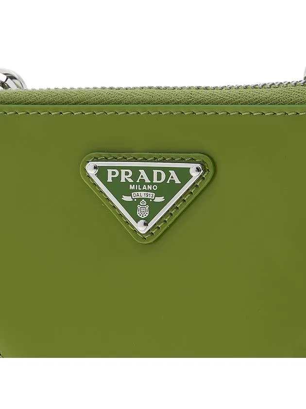 Brushed Leather Chain Mini Shoulder Bag Green