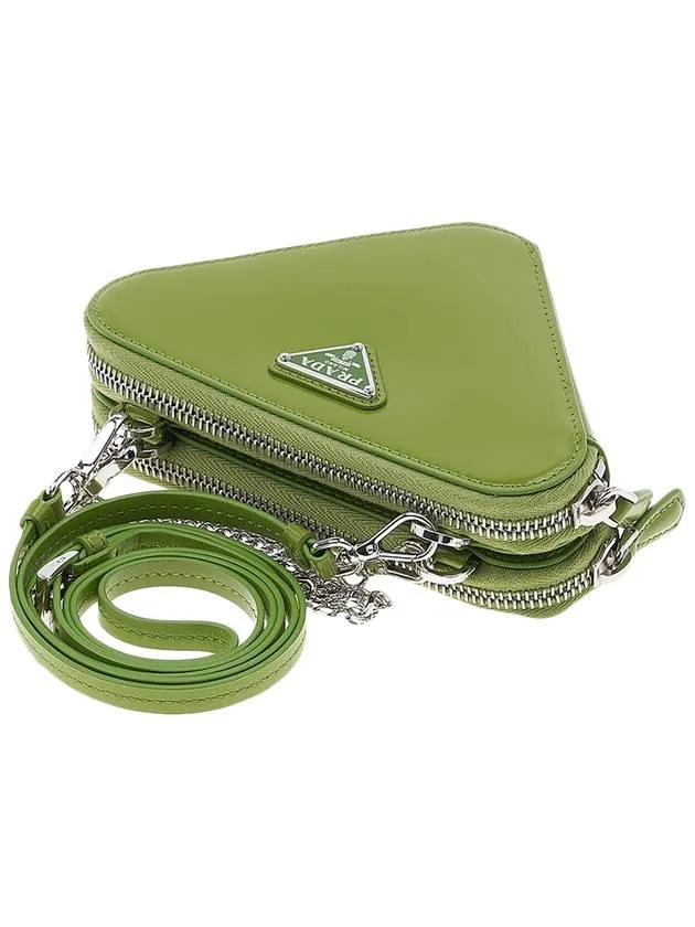 Brushed Leather Chain Mini Shoulder Bag Green