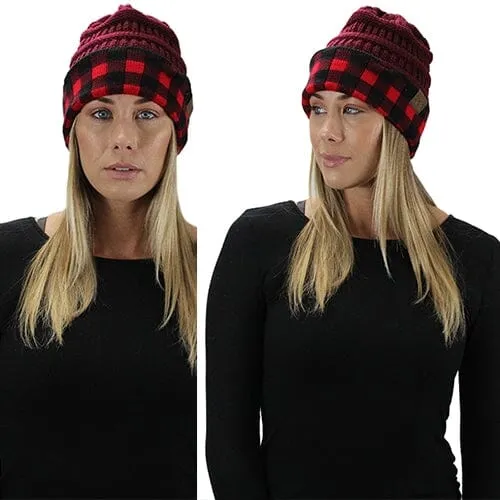 Buffalo Plaid Beanie Hat