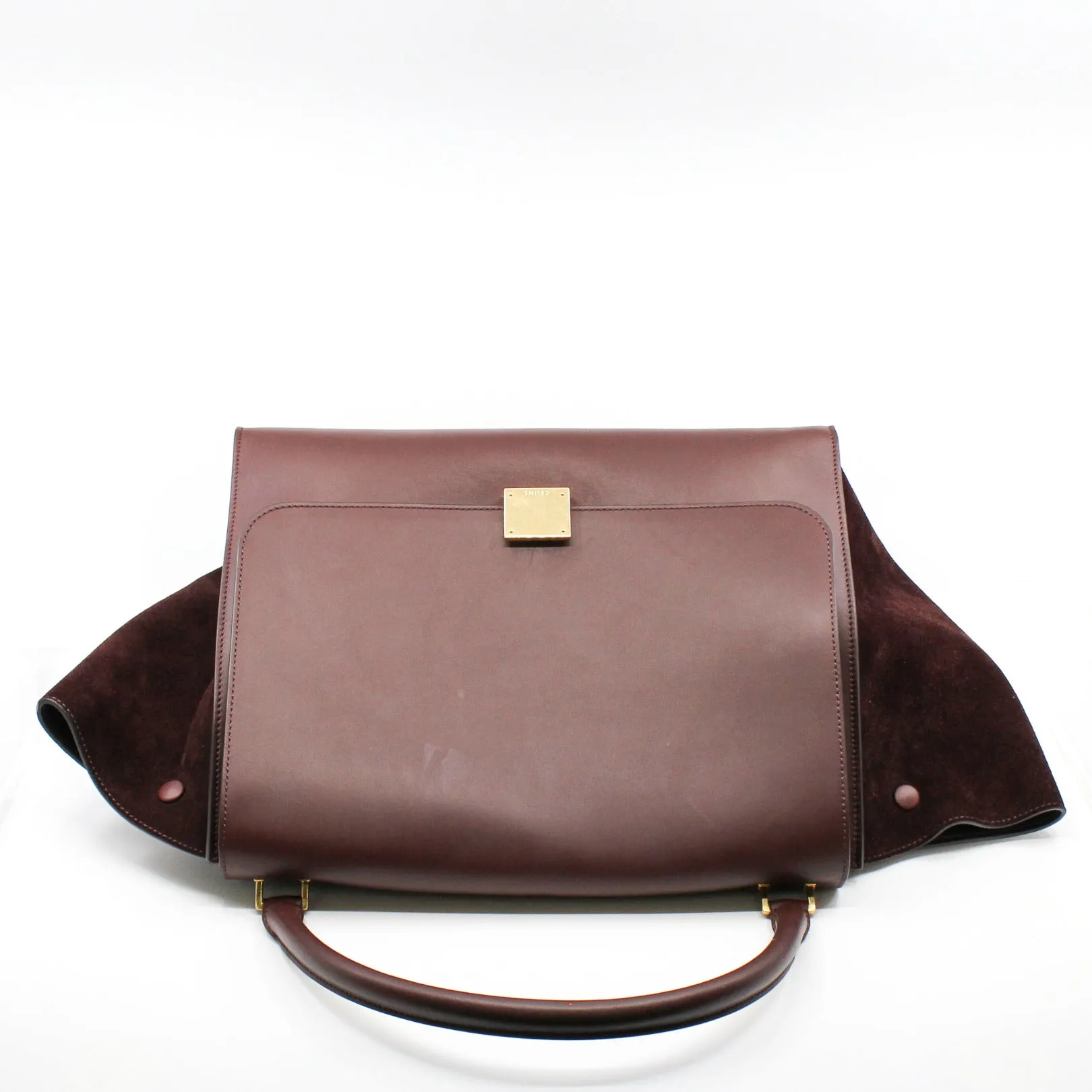 celine trapeze large red suede