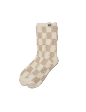 Checker Cozy Socks, Sand/Cream