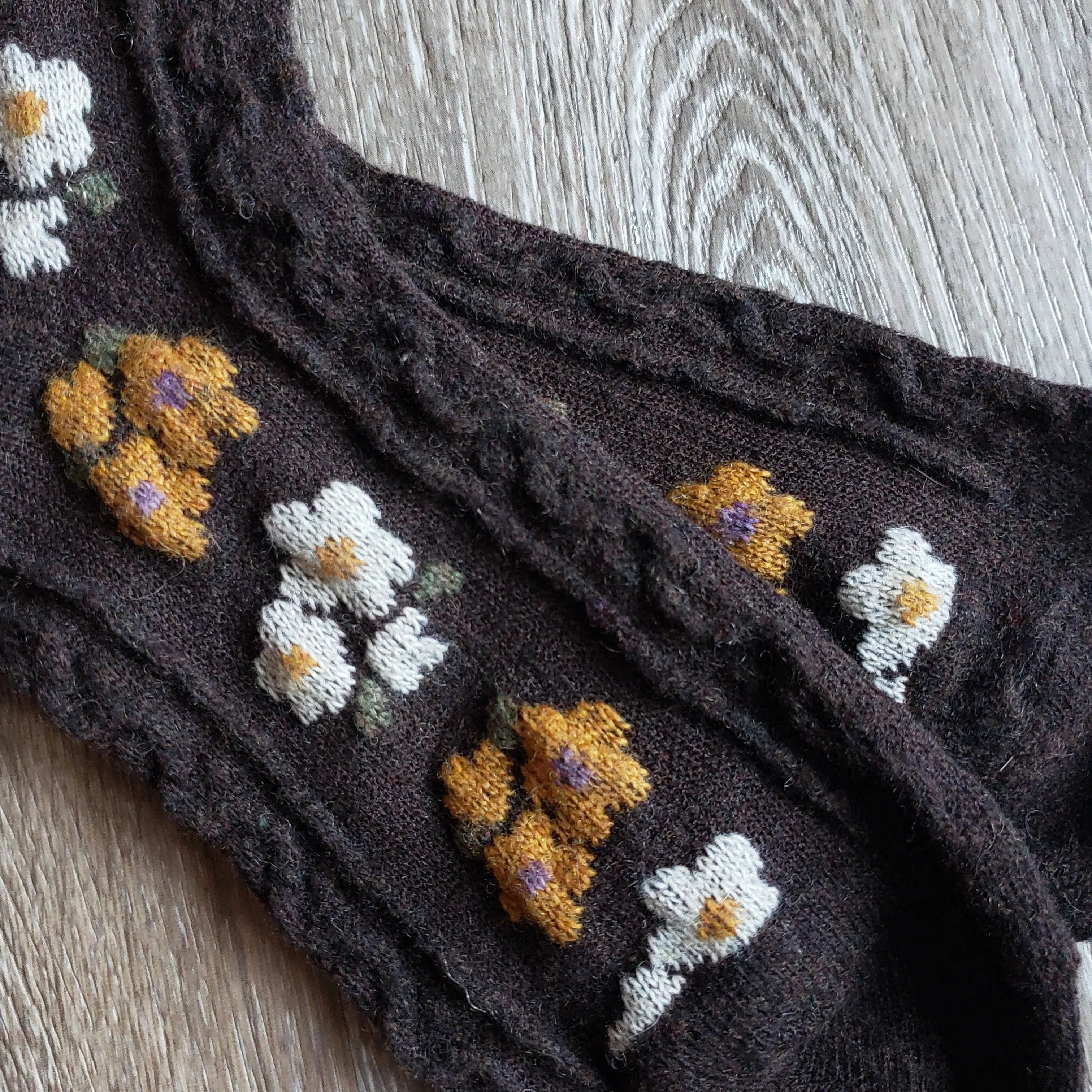 Cozy Brown Floral Socks