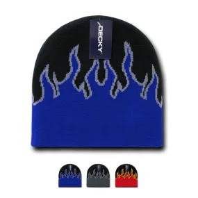 Decky 8003 - Fire Beanie, Flame Knit Cap