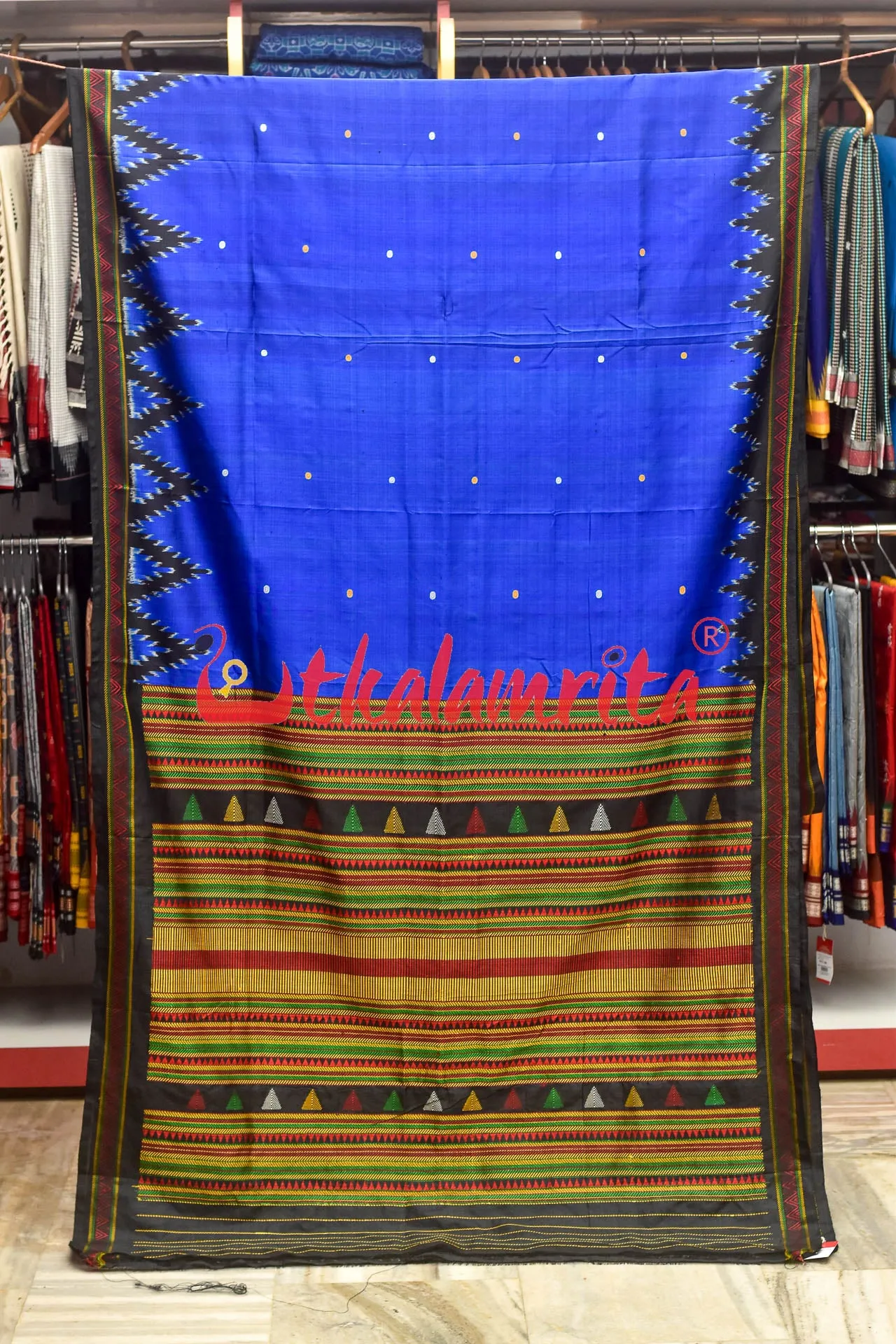 Electric Blue Dongria Silk Saree