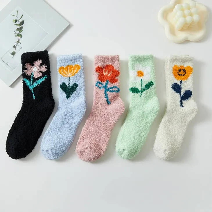 Flower Petal Fuzzy Socks