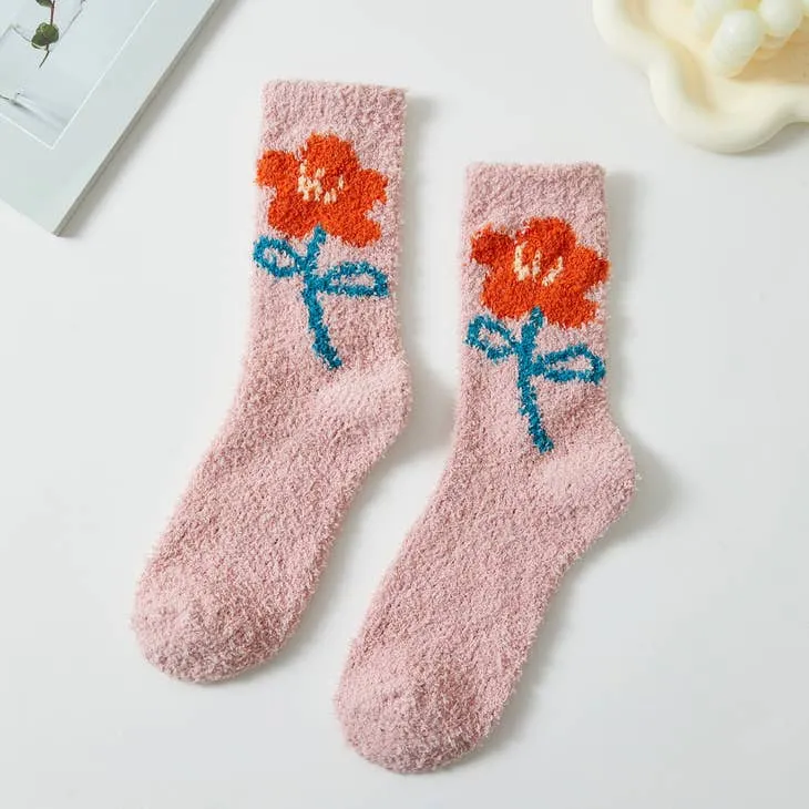 Flower Petal Fuzzy Socks