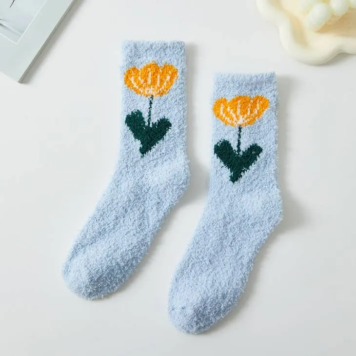 Flower Petal Fuzzy Socks