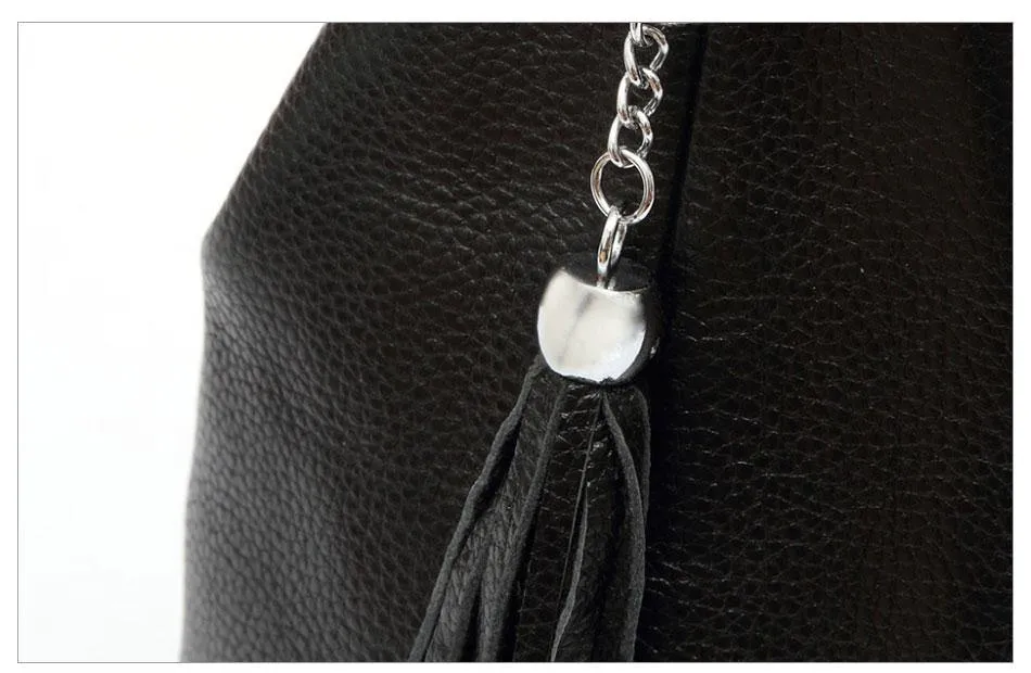 Genuine Leather Tassel Women's Handbag Hobo Crossbody Bag Shoulder Bags Bucket Purse