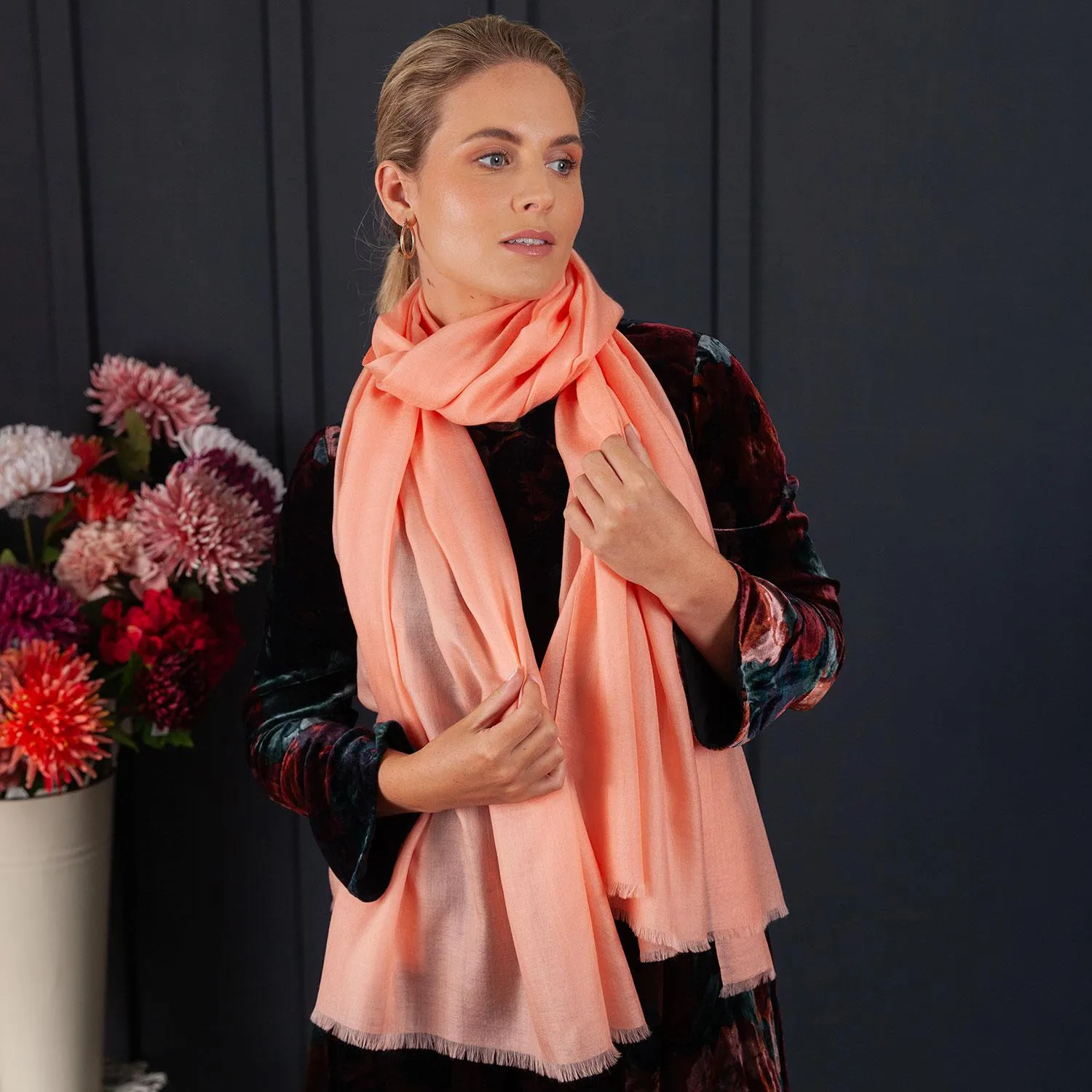 Luxe Merino Silk Shawl Coral