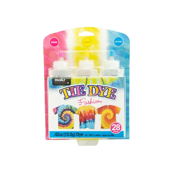 Makr Tie Dye Kit, Fuschia/Yellow/Blue- 3pk