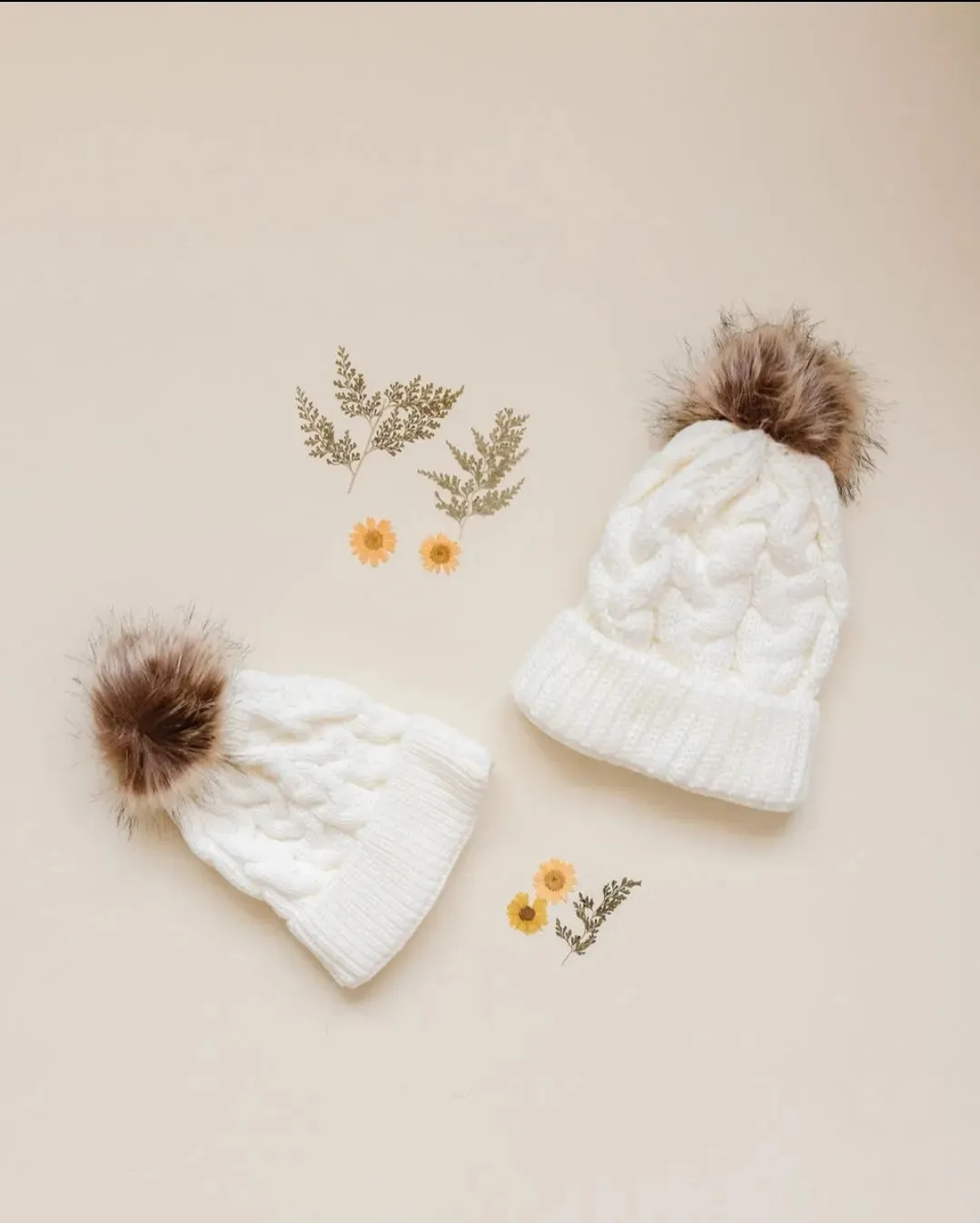 Mommy & Me Cozy Knit Beanie in Ivory