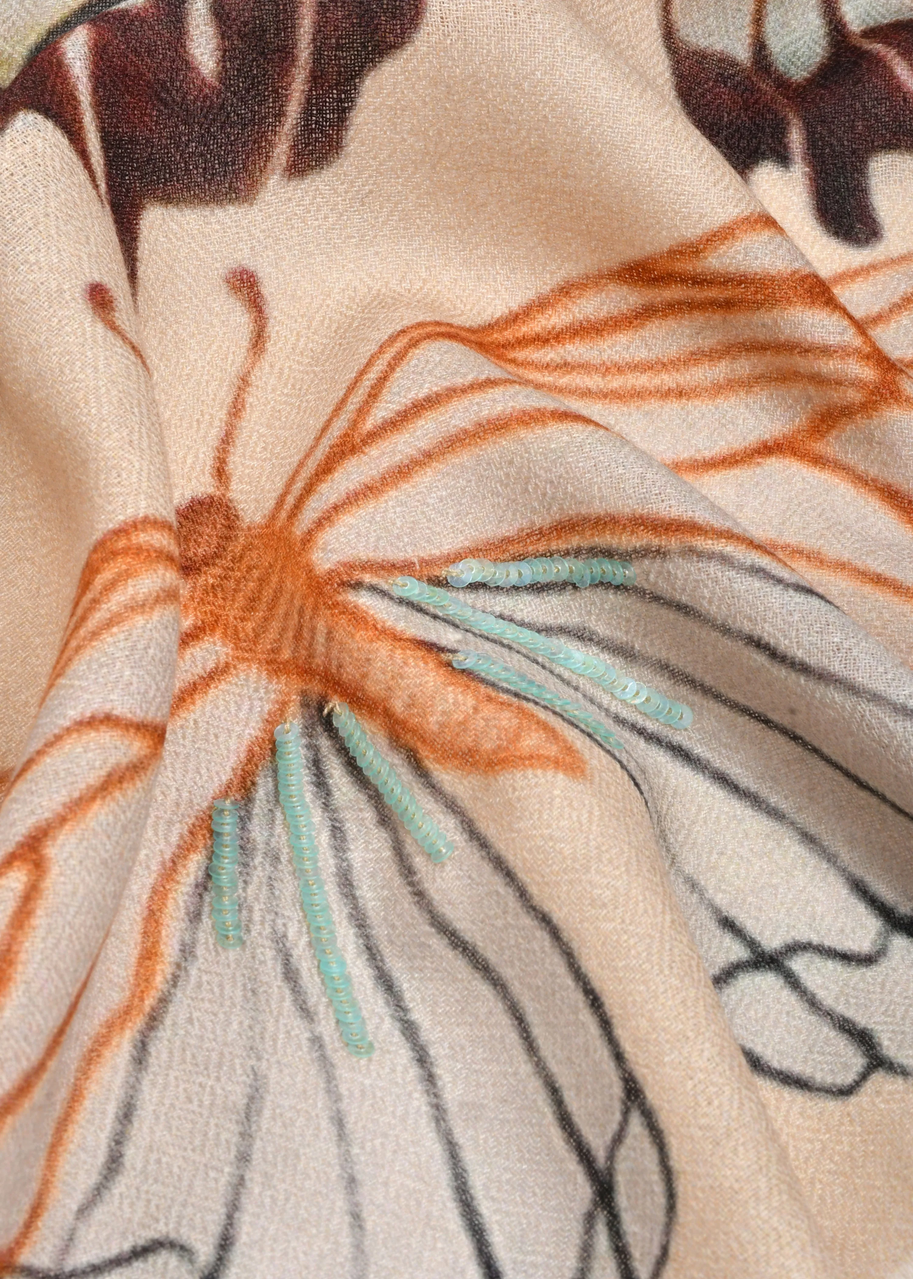 Motif on Print in Wool Silk