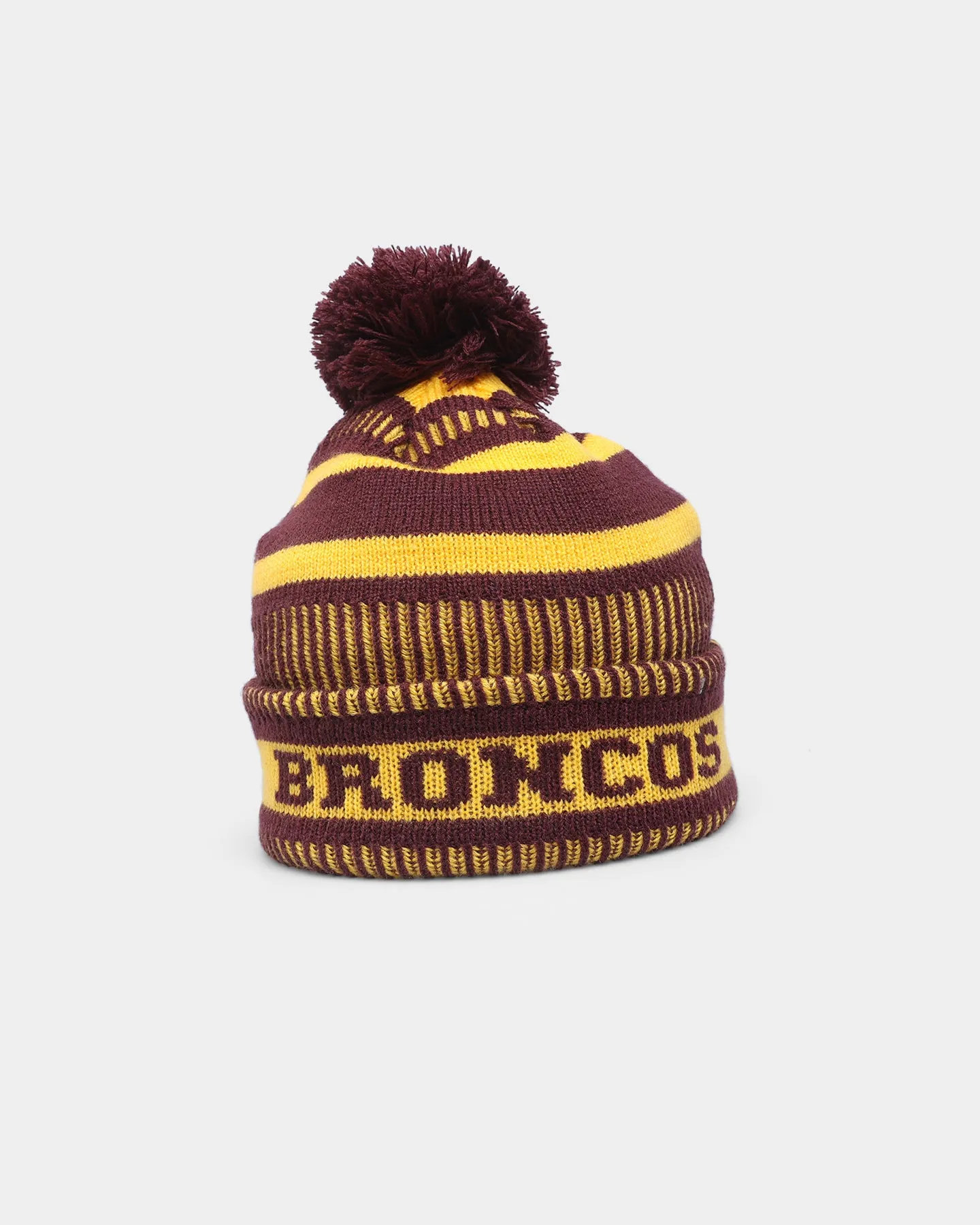 New Era Brisbane Broncos NRL Kick Off 2022 Pom Wordmark Beanie Dark Purple