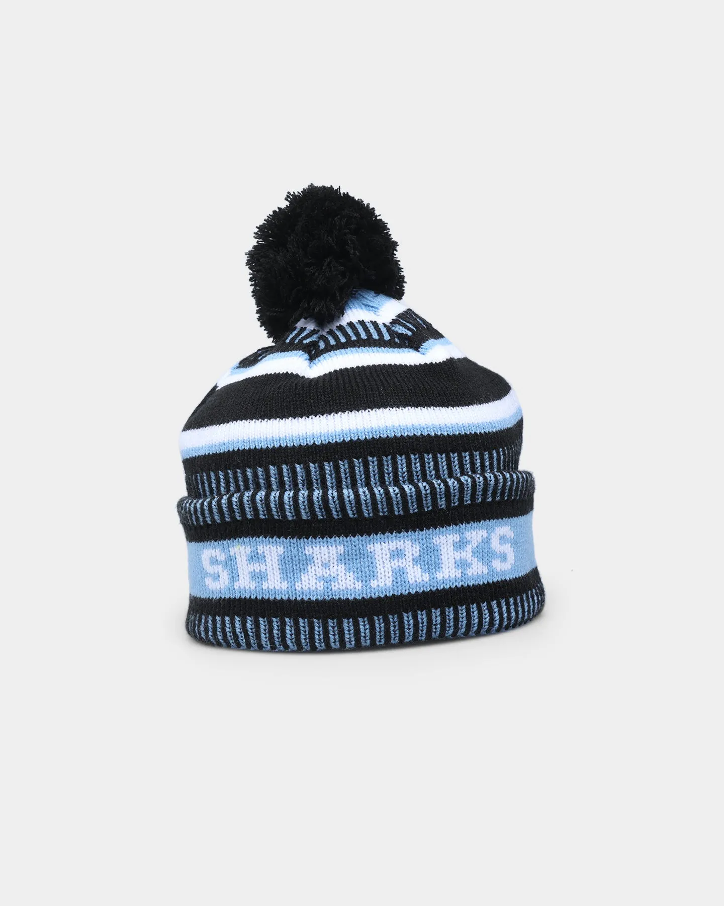 New Era Cronulla Sutherland Sharks NRL Kick Off 2022 Pom Wordmark Beanie Pastel Blue