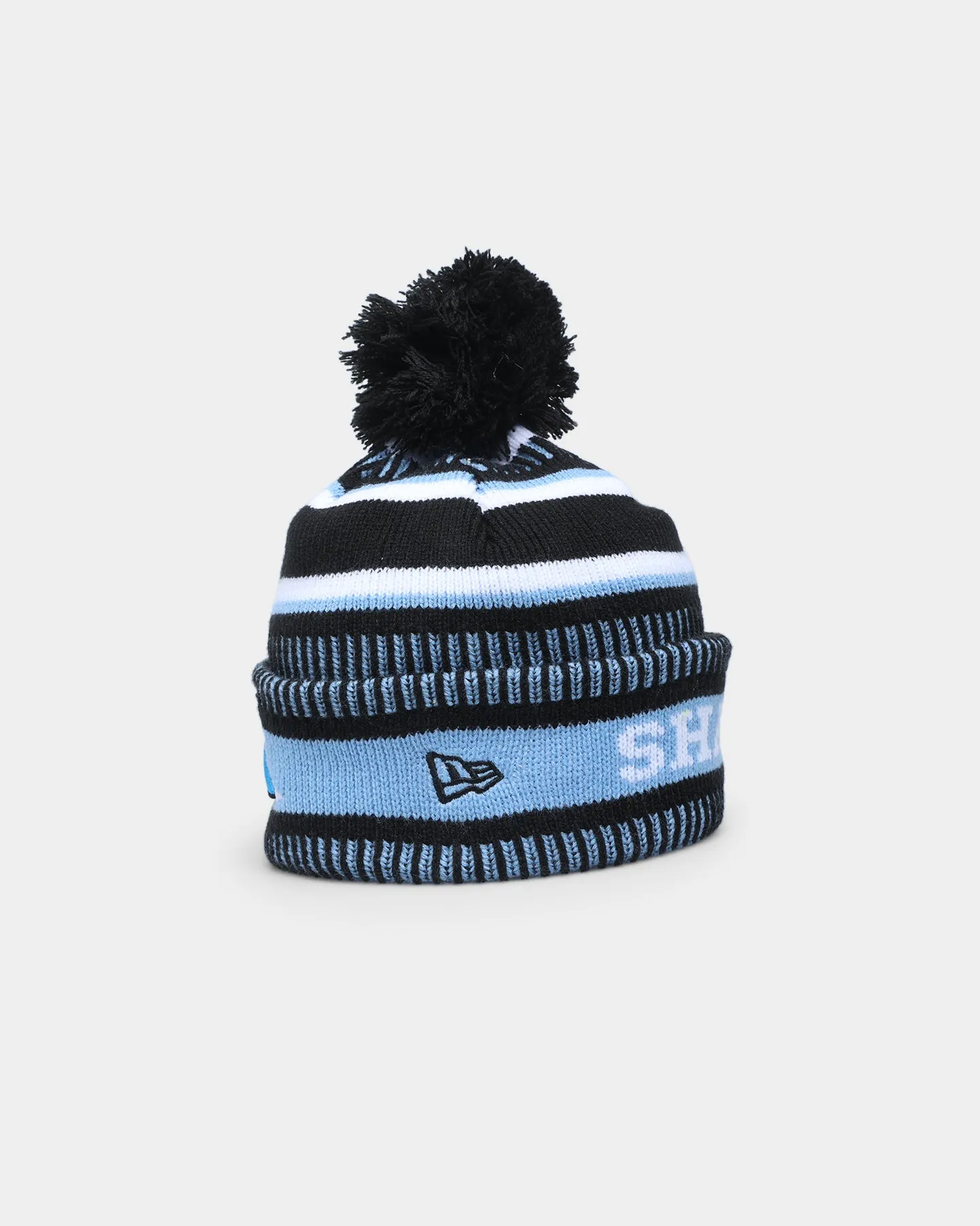 New Era Cronulla Sutherland Sharks NRL Kick Off 2022 Pom Wordmark Beanie Pastel Blue