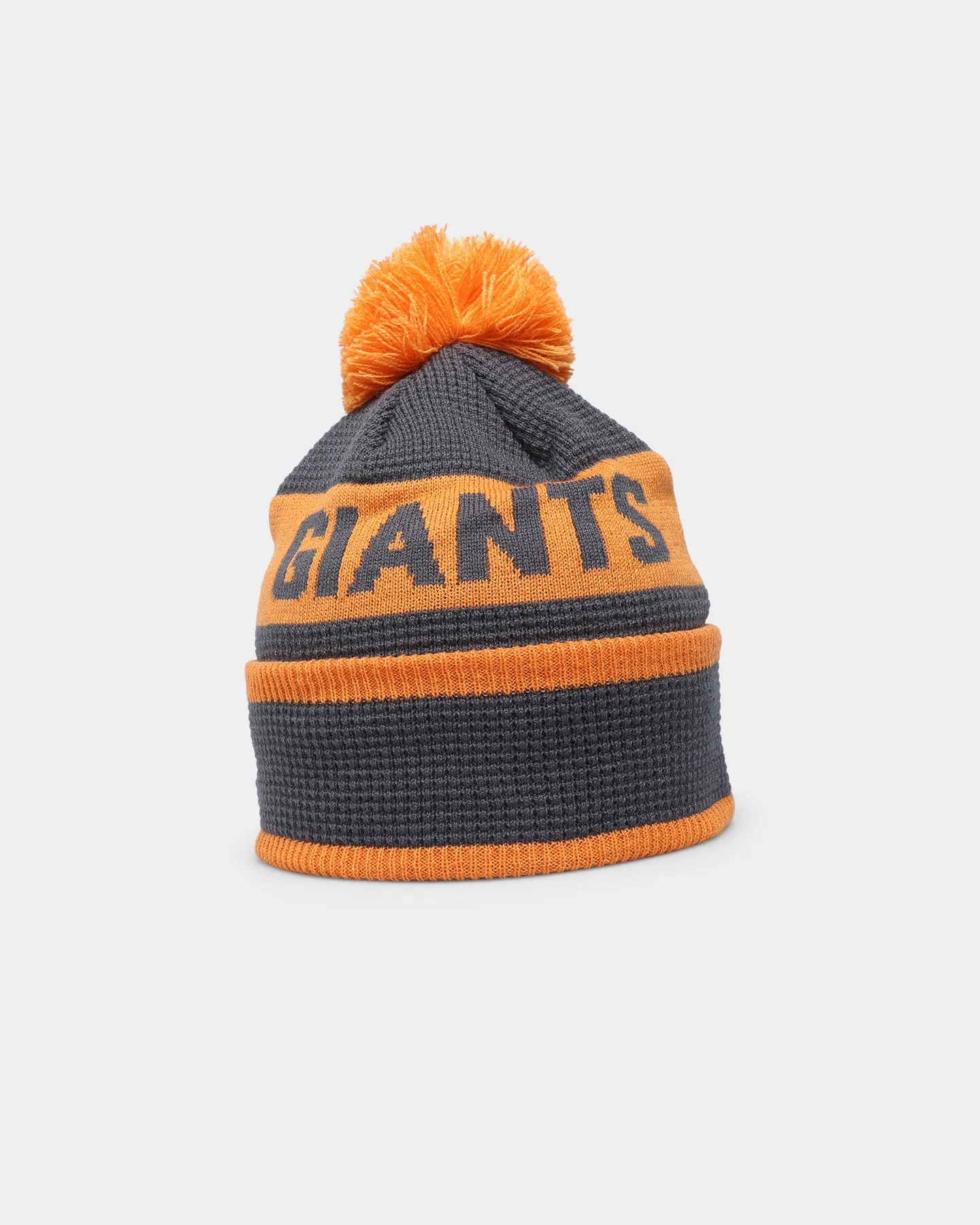 New Era Greater Western Sydney Giants AFL Opening Bounce 2022 Pom Waffle Wordmark Beanie Dark Grey/Orange