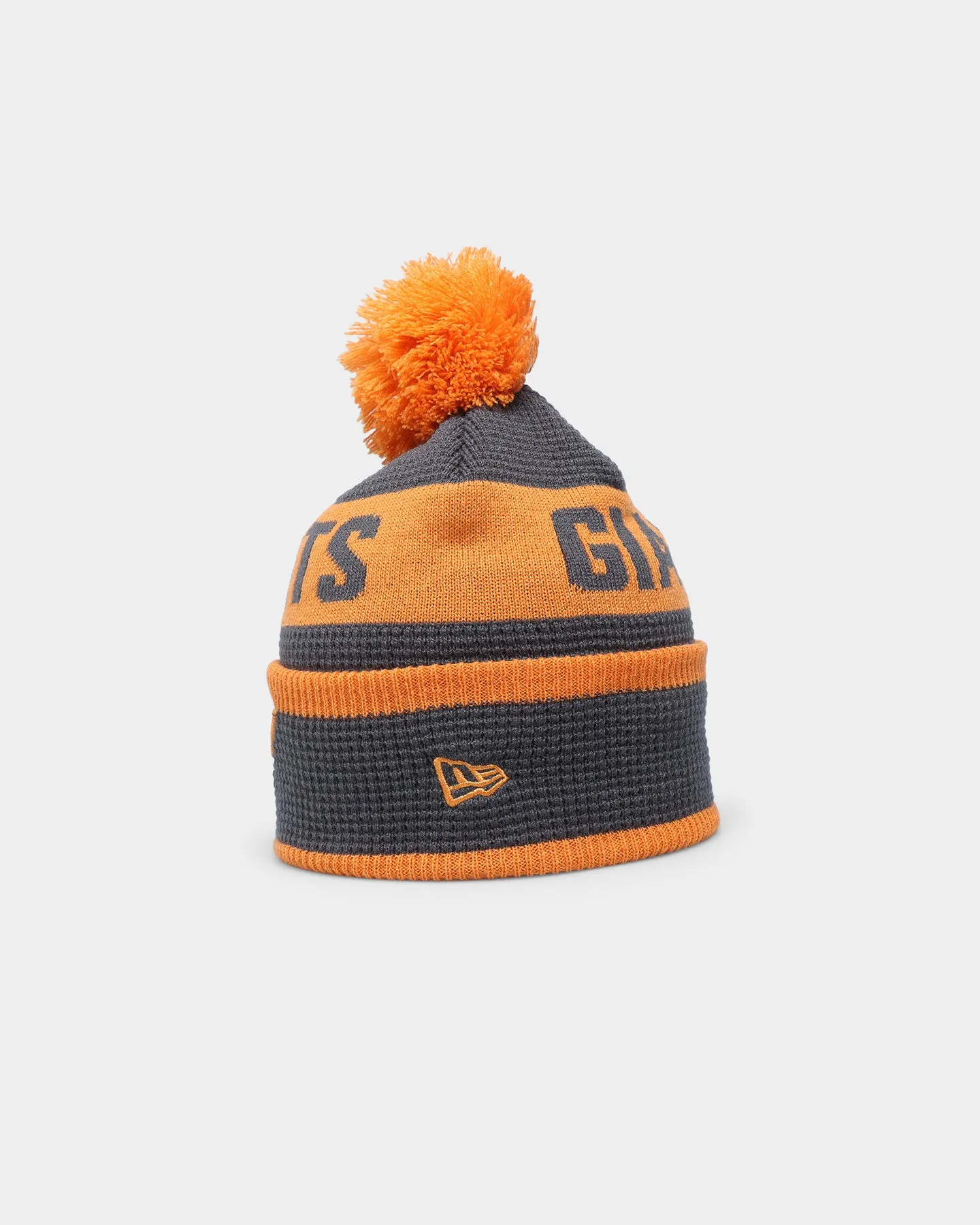 New Era Greater Western Sydney Giants AFL Opening Bounce 2022 Pom Waffle Wordmark Beanie Dark Grey/Orange