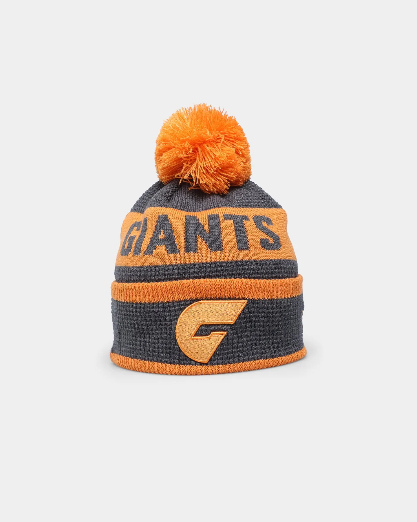 New Era Greater Western Sydney Giants AFL Opening Bounce 2022 Pom Waffle Wordmark Beanie Dark Grey/Orange