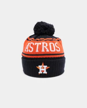 New Era Houston Astros Team Stripe Script Pom Beanie Team