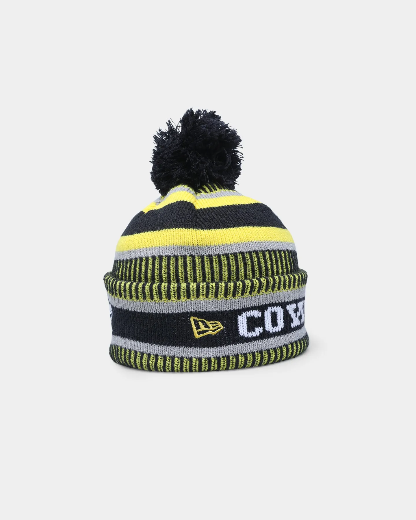 New Era North Queensland Cowboys NRL Kick Off 2022 Pom Wordmark Beanie Navy/Yellow