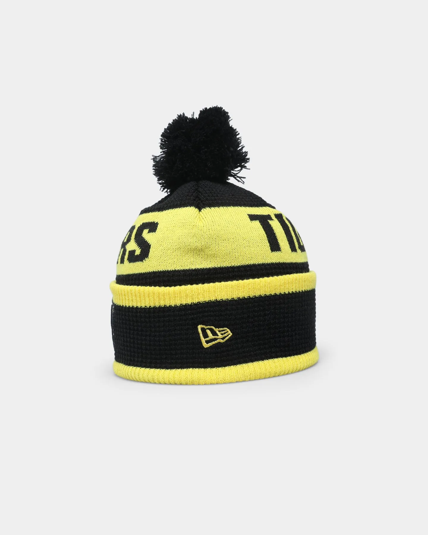 New Era Richmond Tigers AFL Opening Bounce 2022 Pom Waffle Wordmark Beanie Black/Yellow