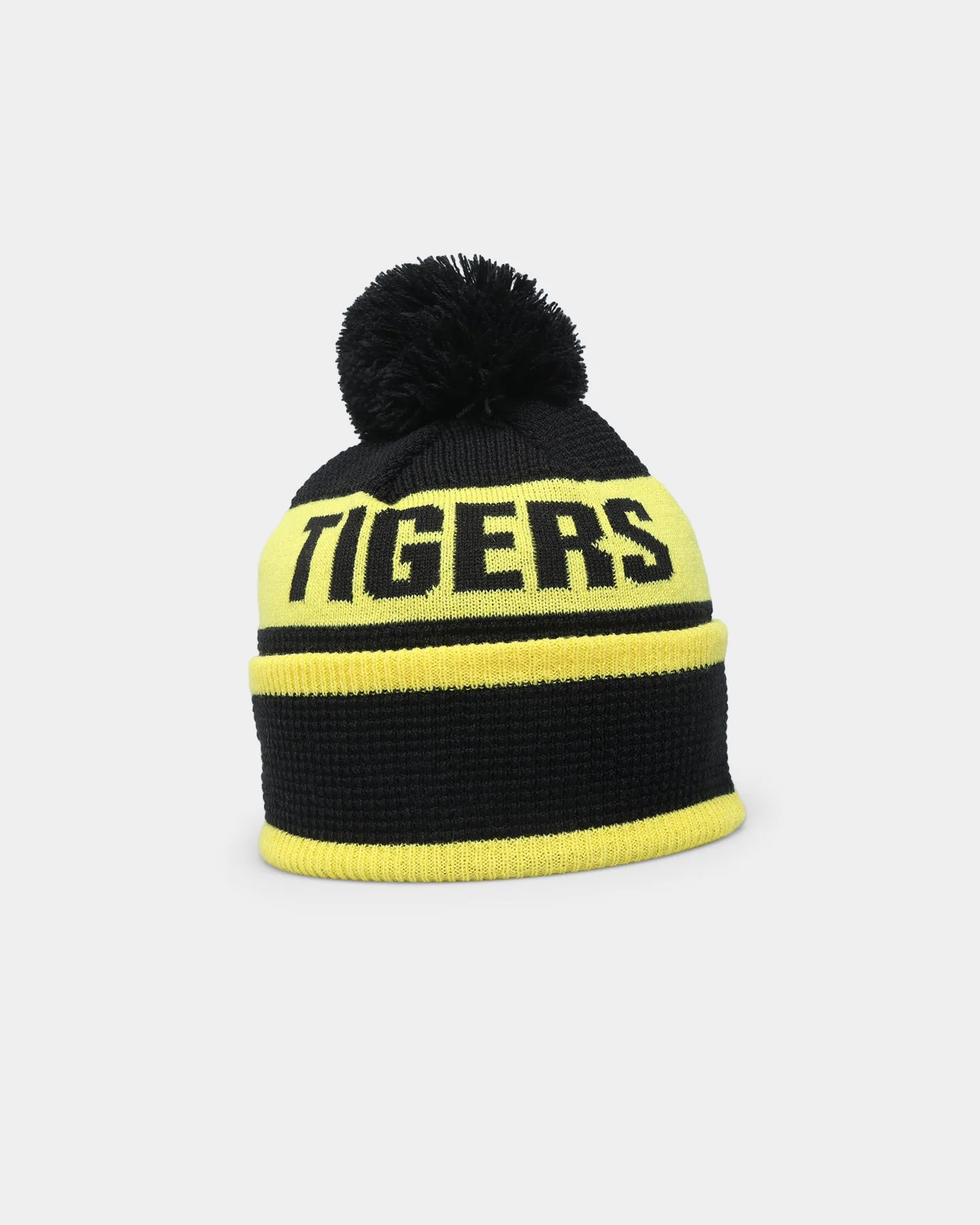 New Era Richmond Tigers AFL Opening Bounce 2022 Pom Waffle Wordmark Beanie Black/Yellow