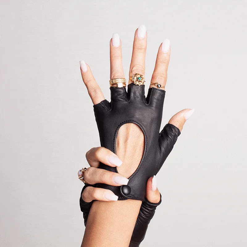 Original Washable Leather Fingerless Driving Glove