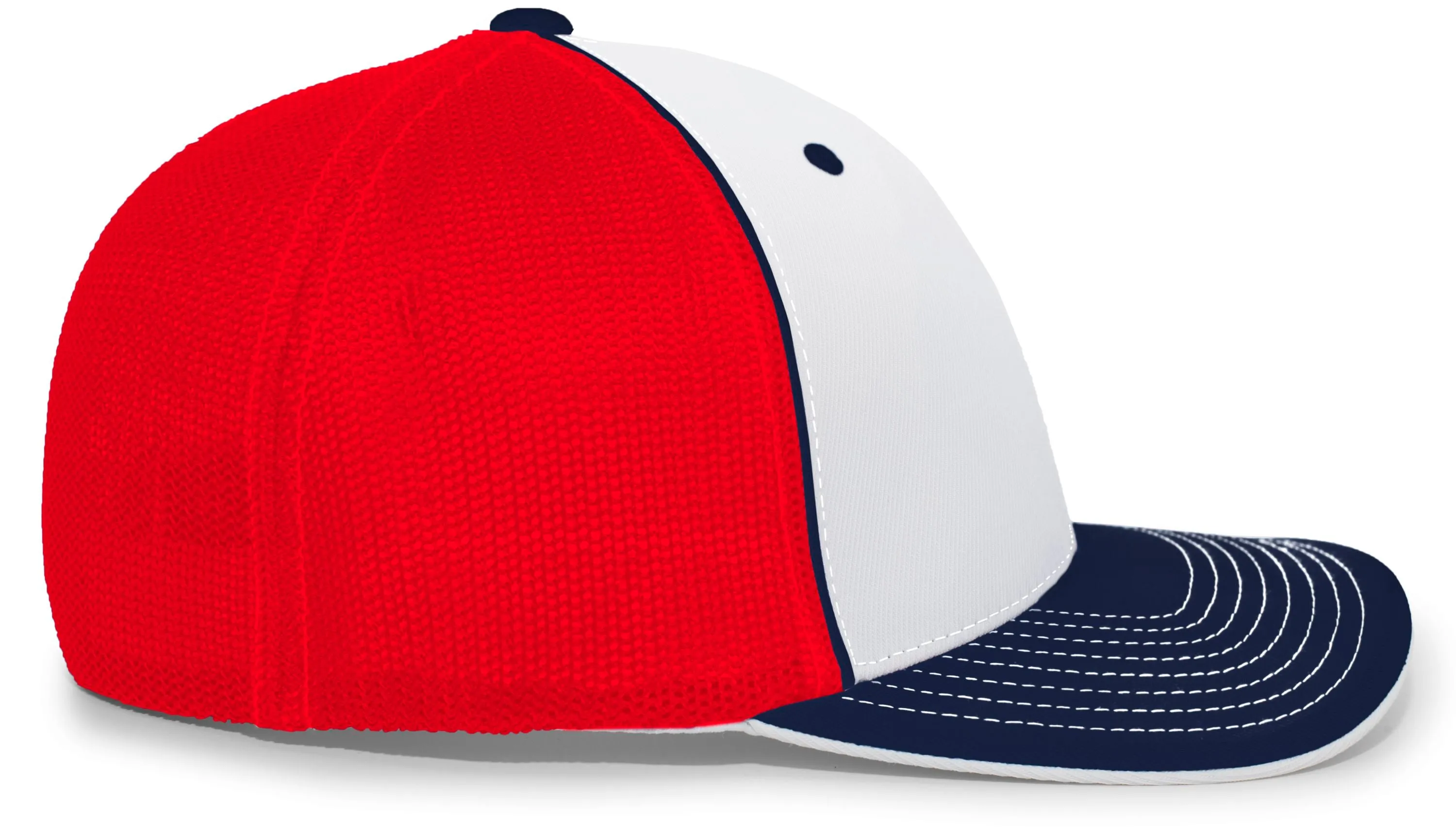 Pacific Headwear Trucker PacFlex Cap - White/Navy/Red