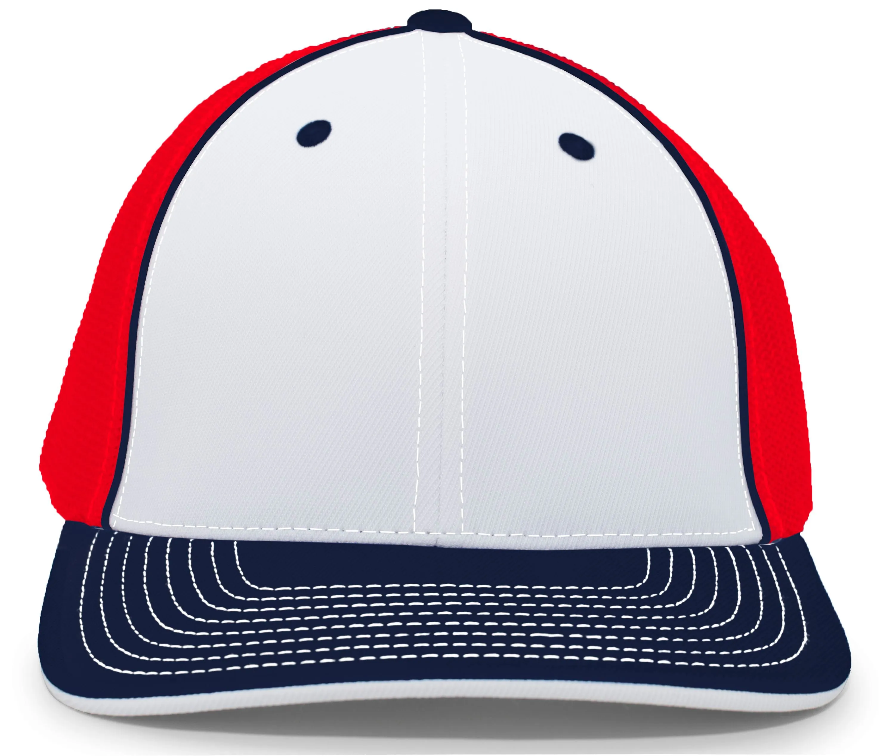 Pacific Headwear Trucker PacFlex Cap - White/Navy/Red