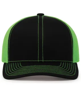 Pacific Headwear Trucker Snapback Cap - Black/Neon Green/Black