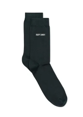 Plain socks with 'SAINT JAMES' embroidery - in cotton jersey (VEGETAL)