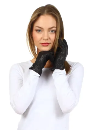 Sakkas Classic Leather Plush Lined Driving Gloves