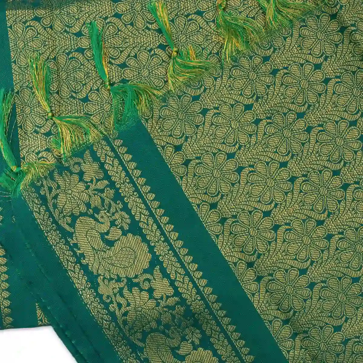 Shawl - 2 Mtr | Peacock & Flower Design Towel/ Angavastram/ Jari Ponnadai Shawl for Men & Women