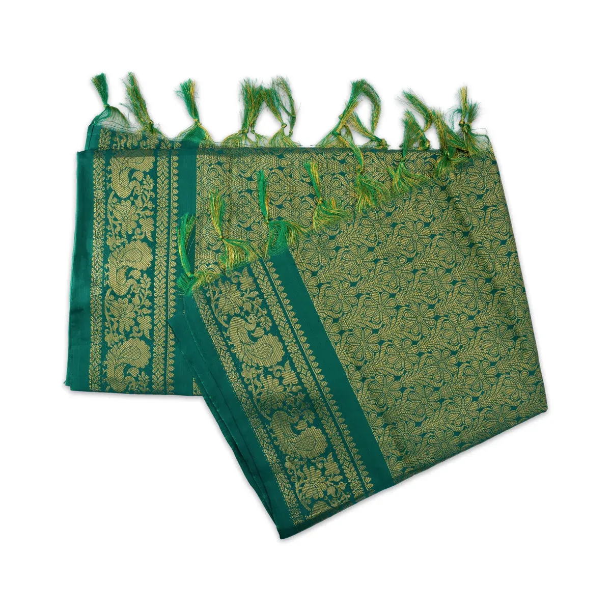 Shawl - 2 Mtr | Peacock & Flower Design Towel/ Angavastram/ Jari Ponnadai Shawl for Men & Women