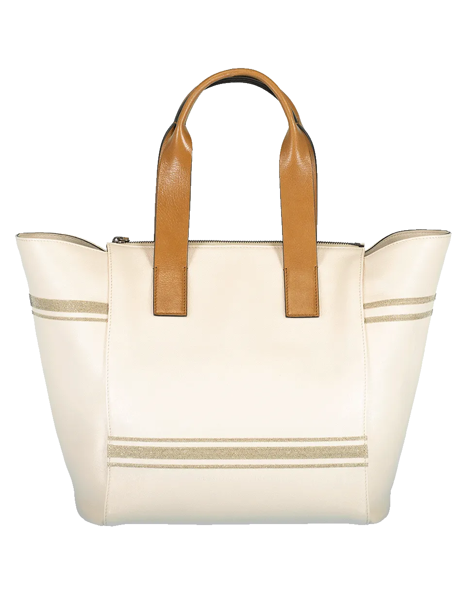 Shiny Leather Monili Zip Tote