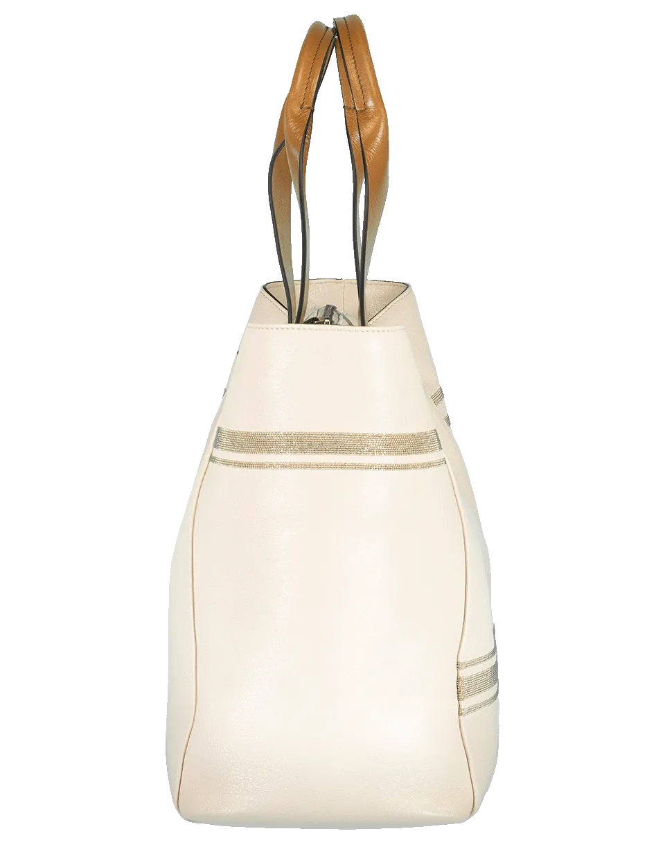 Shiny Leather Monili Zip Tote