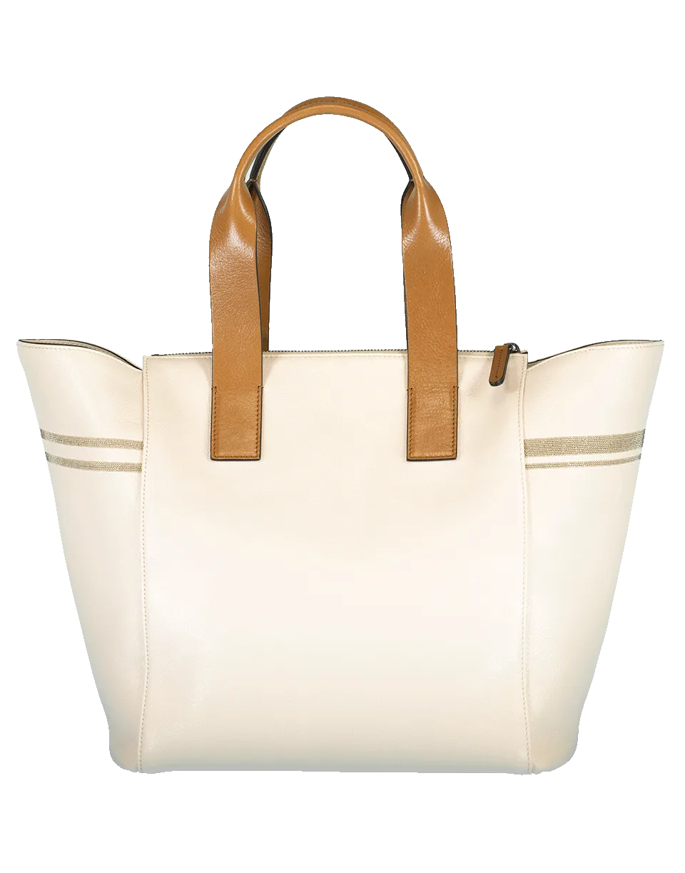 Shiny Leather Monili Zip Tote