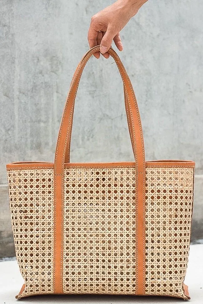 Solihiya Cane Leather Tote