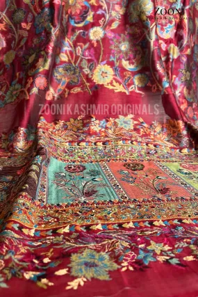 Superfine Kaani Jaamawar Silk Summer Shawl - Mexican Red