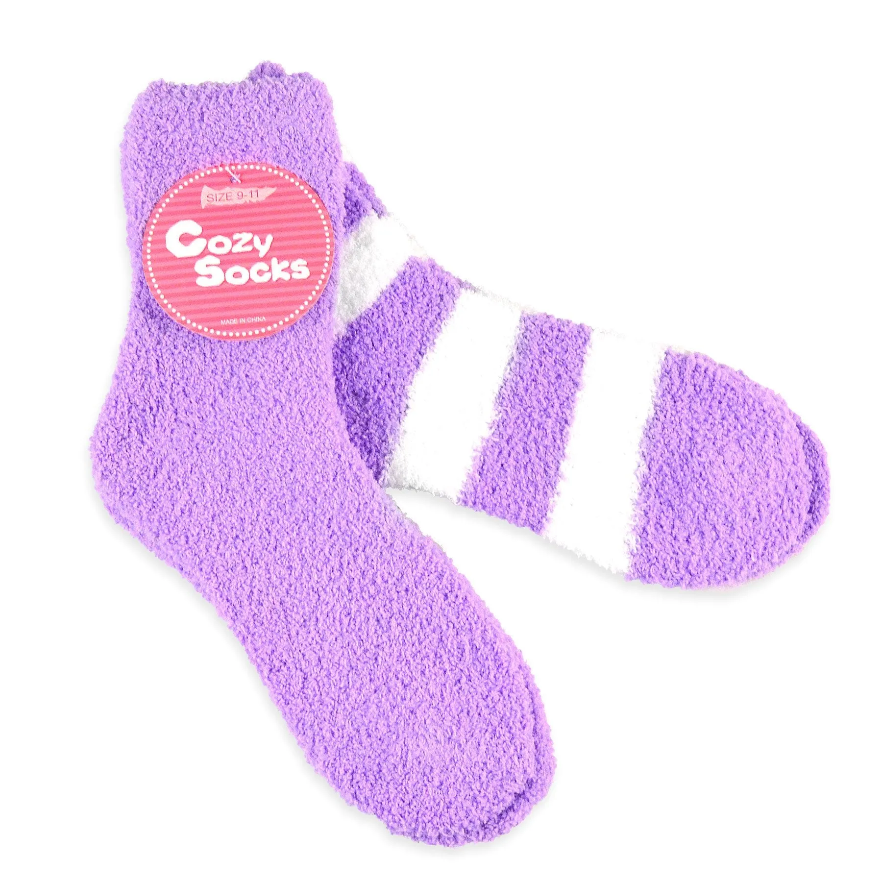 TeeHee Socks Women's Fuzzy Polyester Crew Lilac 2-Pack (11190)