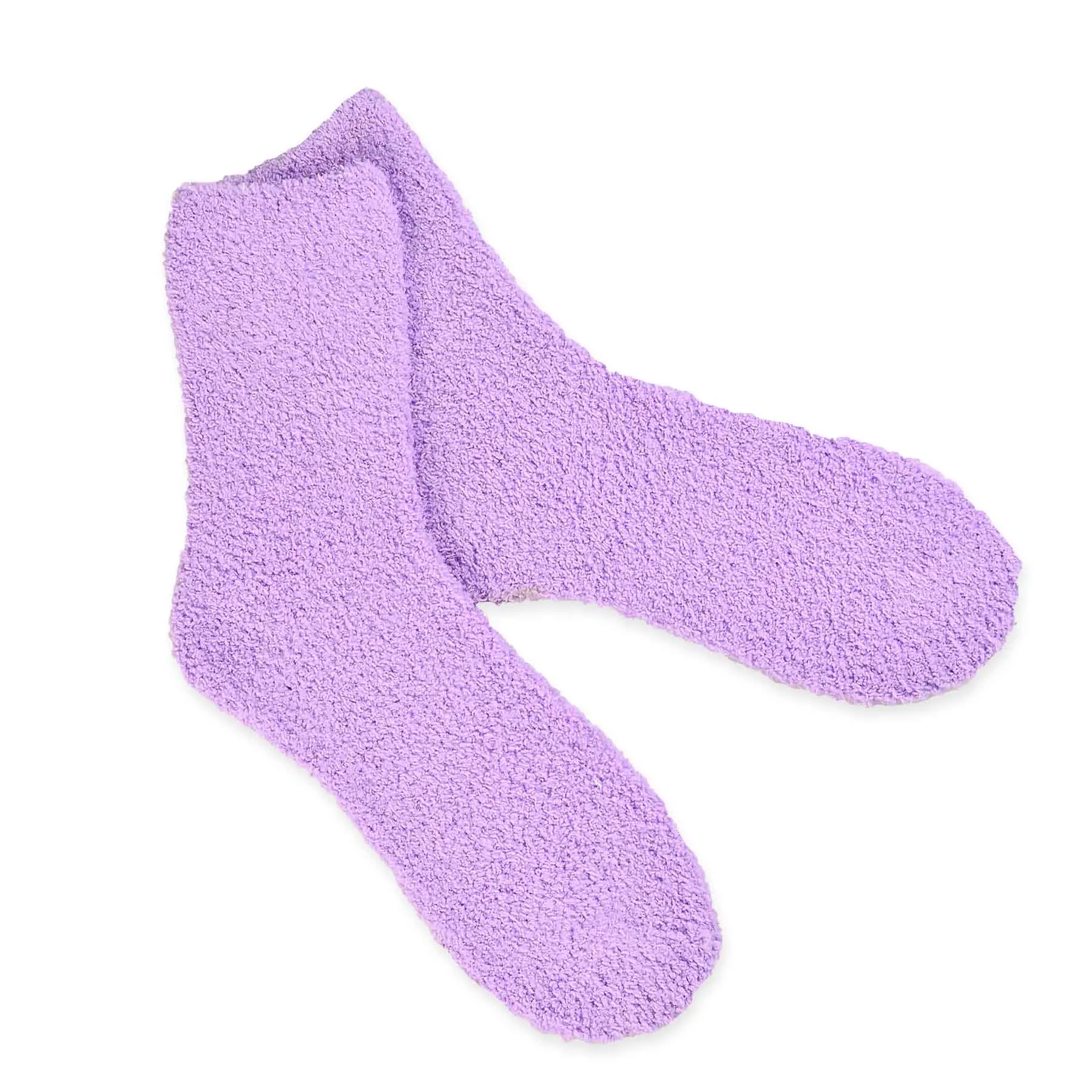 TeeHee Socks Women's Fuzzy Polyester Crew Lilac 2-Pack (11190)