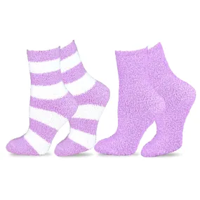 TeeHee Socks Women's Fuzzy Polyester Crew Lilac 2-Pack (11190)